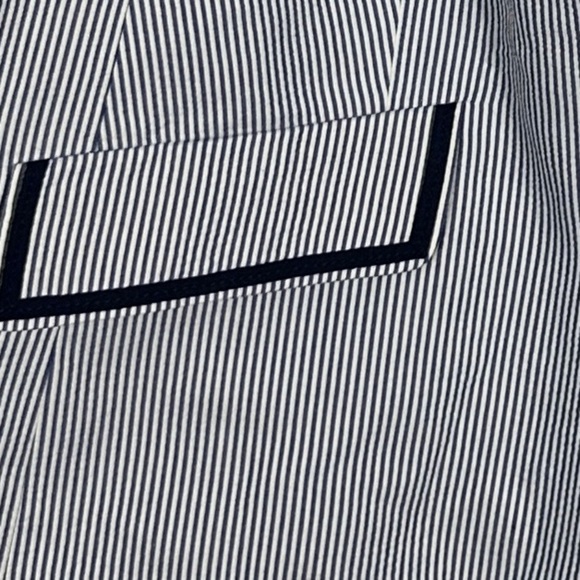NEW Talbots size 20W seersucker blazer, blue/white, lined, cotton, nautical - Picture 2 of 13